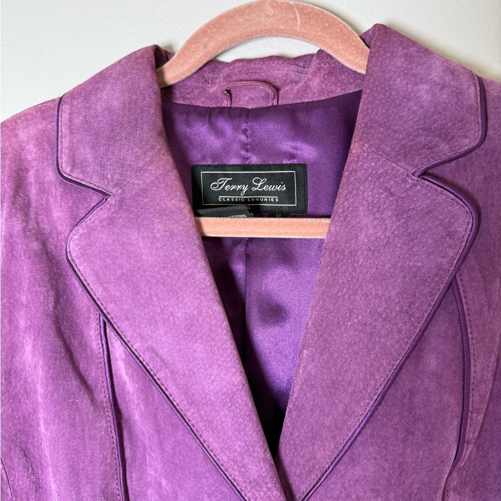 Vintage Terry Lewis Classic Luxuries Purple Leather Jacket - Picture 2 of 7